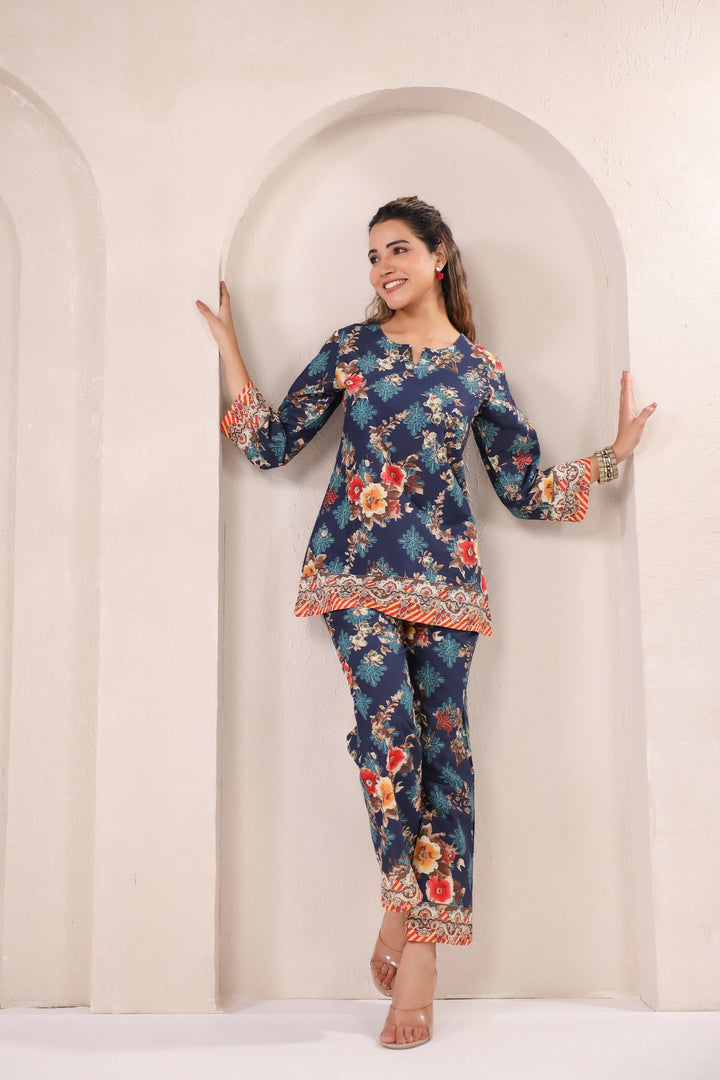 Midnight Elegance – Luxe Floral Co-ord Set