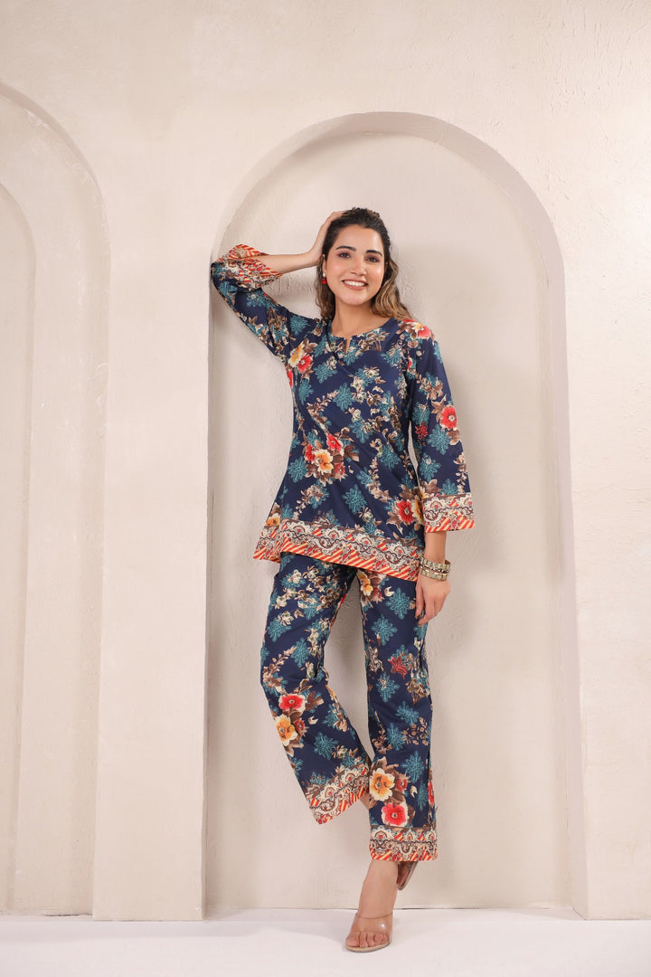 Midnight Elegance – Luxe Floral Co-ord Set