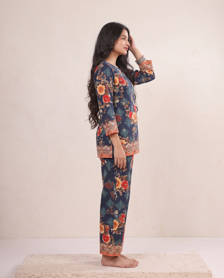 Midnight Elegance – Luxe Floral Co-ord Set