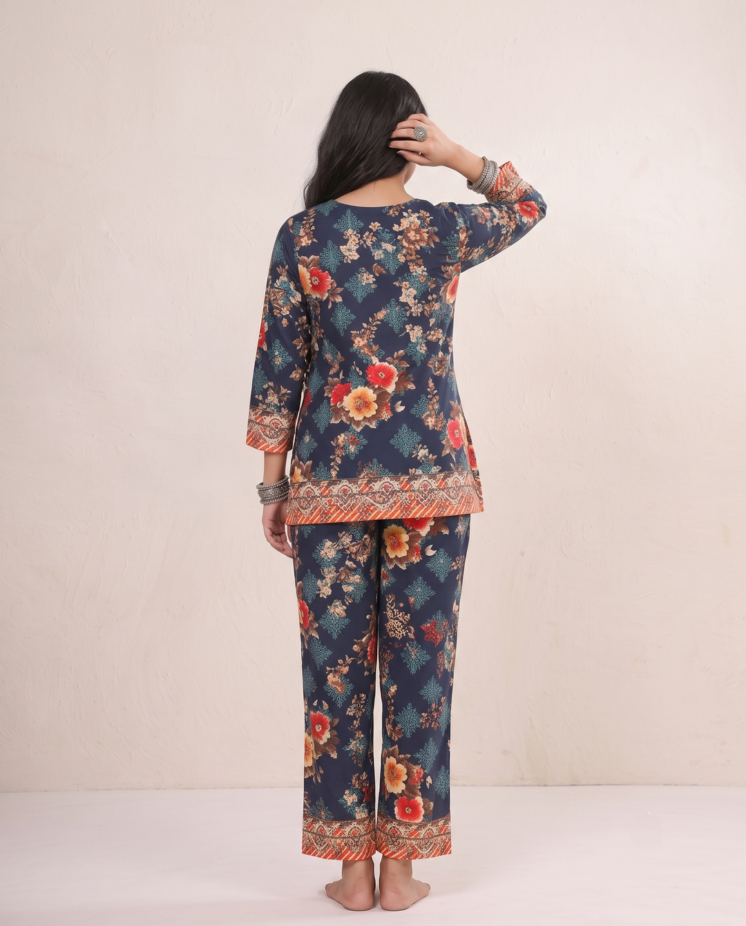 Midnight Elegance – Luxe Floral Co-ord Set