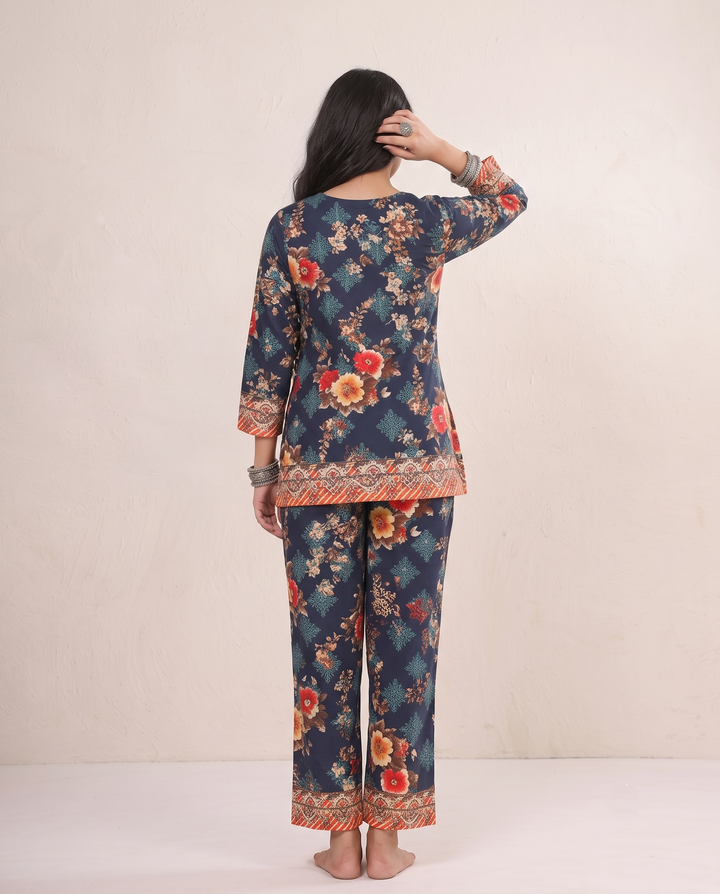 Midnight Elegance – Luxe Floral Co-ord Set