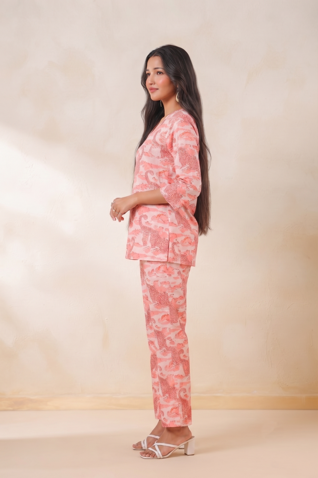 Blush Mirage – Elegant Handcrafted Print Co-ord Set
