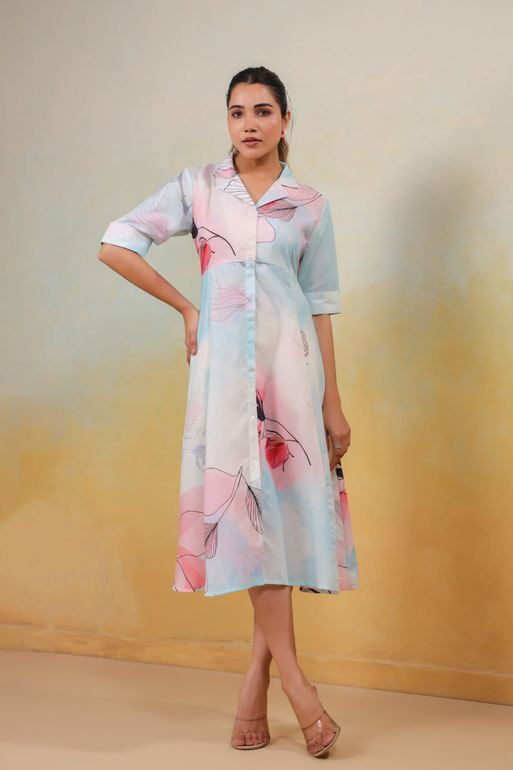 Ethereal Bloom – Watercolor Floral Midi Dress