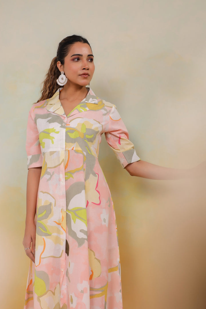 Blush Reverie – Soft Pastel Floral Midi Dress