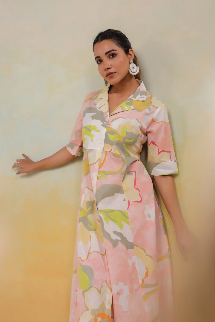 Blush Reverie – Soft Pastel Floral Midi Dress