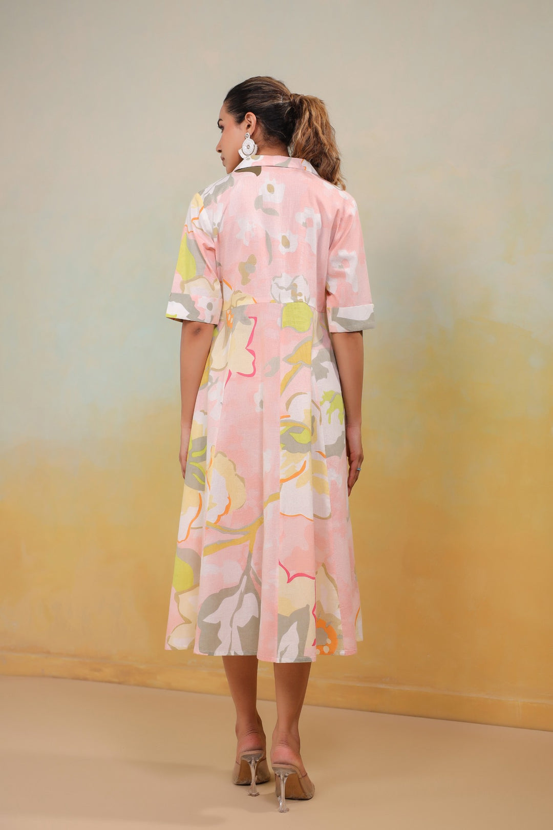 Blush Reverie – Soft Pastel Floral Midi Dress