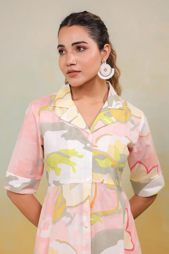 Blush Reverie – Soft Pastel Floral Midi Dress