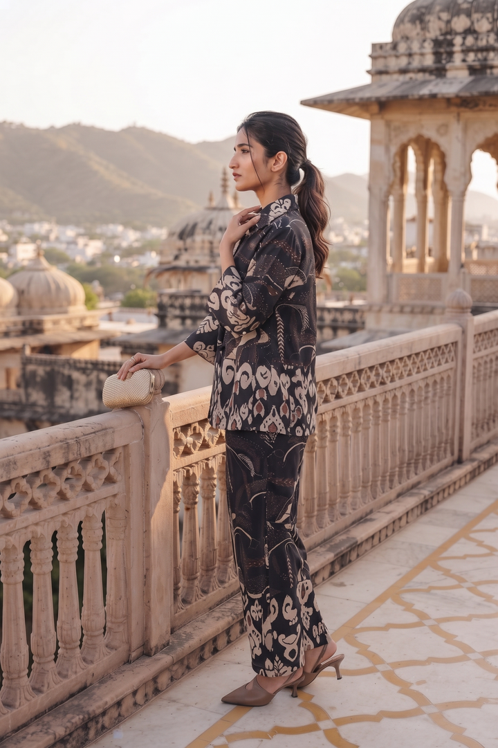 Midnight Muse – Black Abstract Print Co-Ord Set