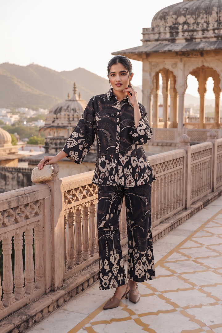 Midnight Muse – Black Abstract Print Co-Ord Set