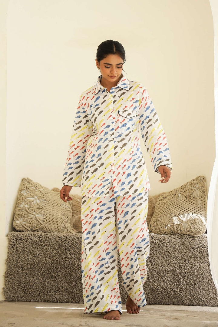 Playful Print Cotton Night Suit