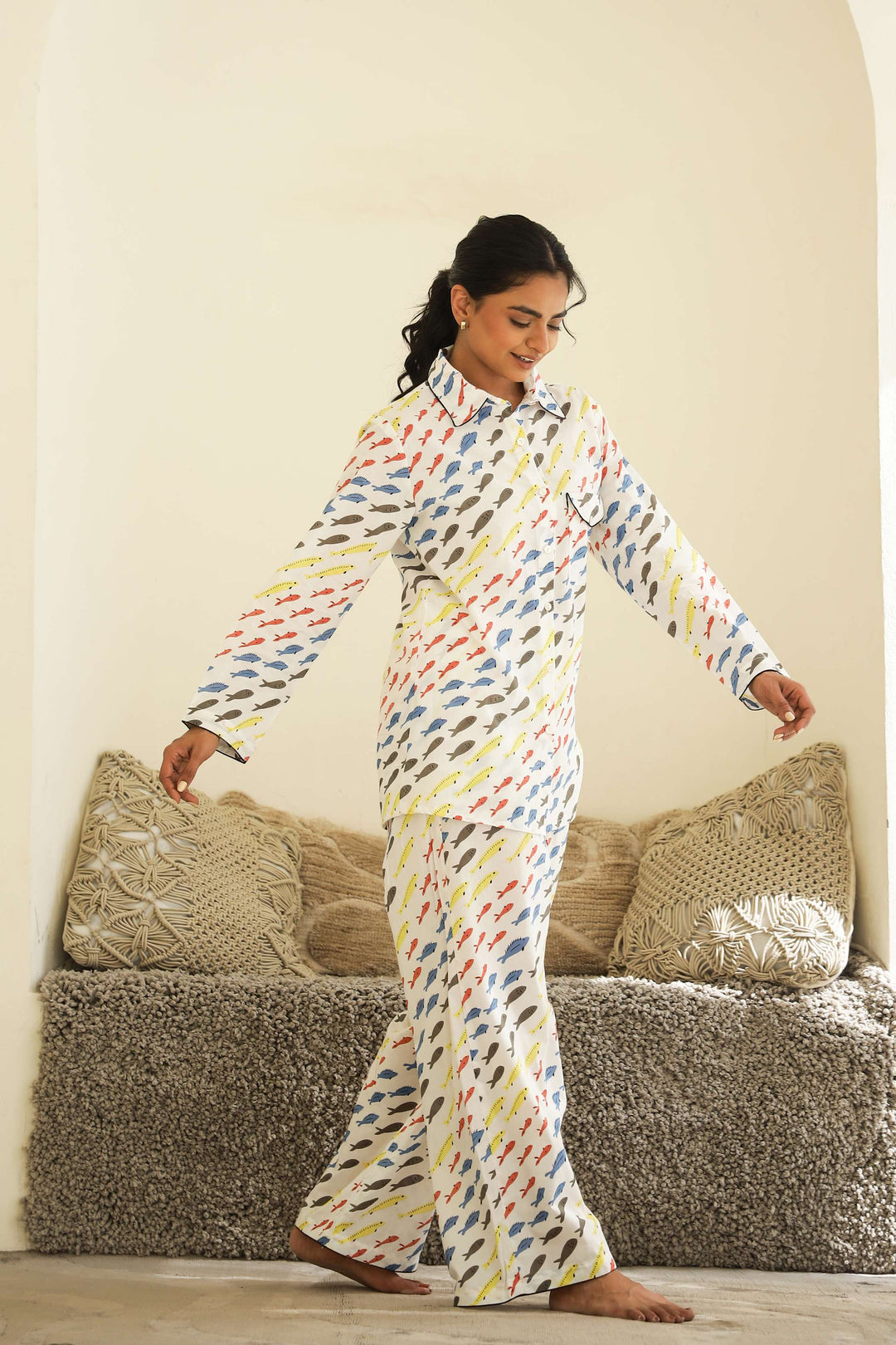 Playful Print Cotton Night Suit