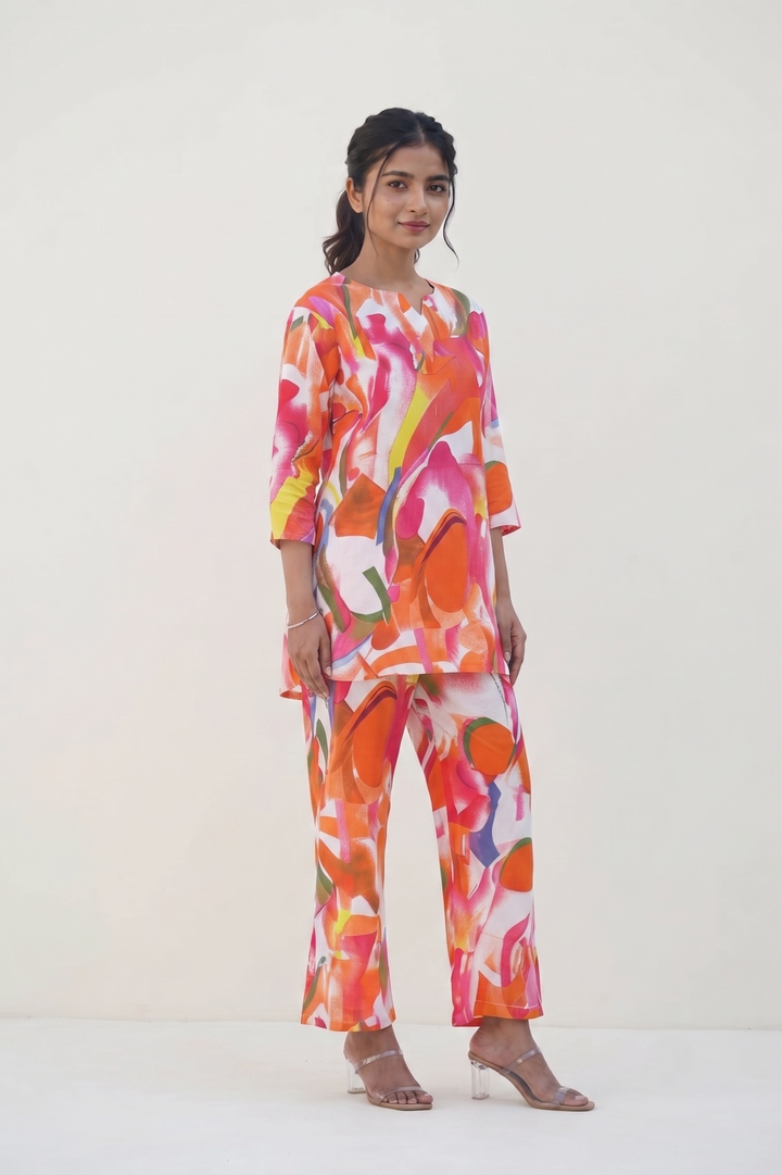 Vibrant Abstract Printed Cotton Cord Set