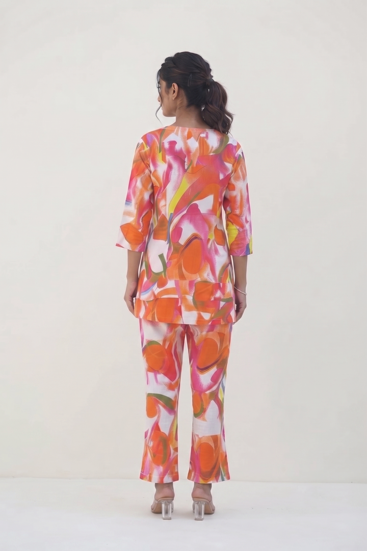 Vibrant Abstract Printed Cotton Cord Set