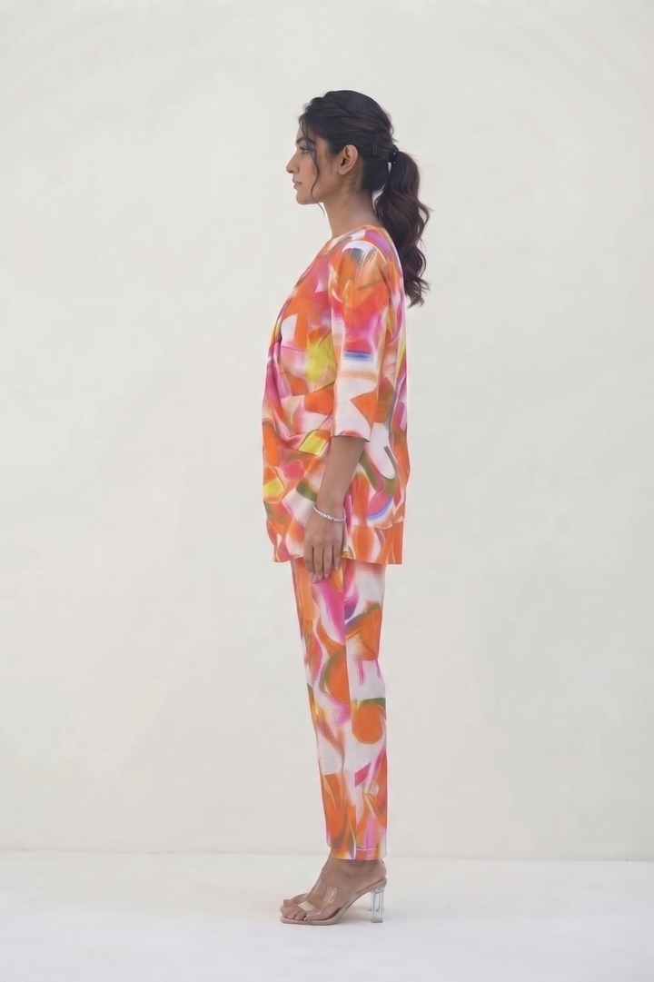 Vibrant Abstract Printed Cotton Cord Set