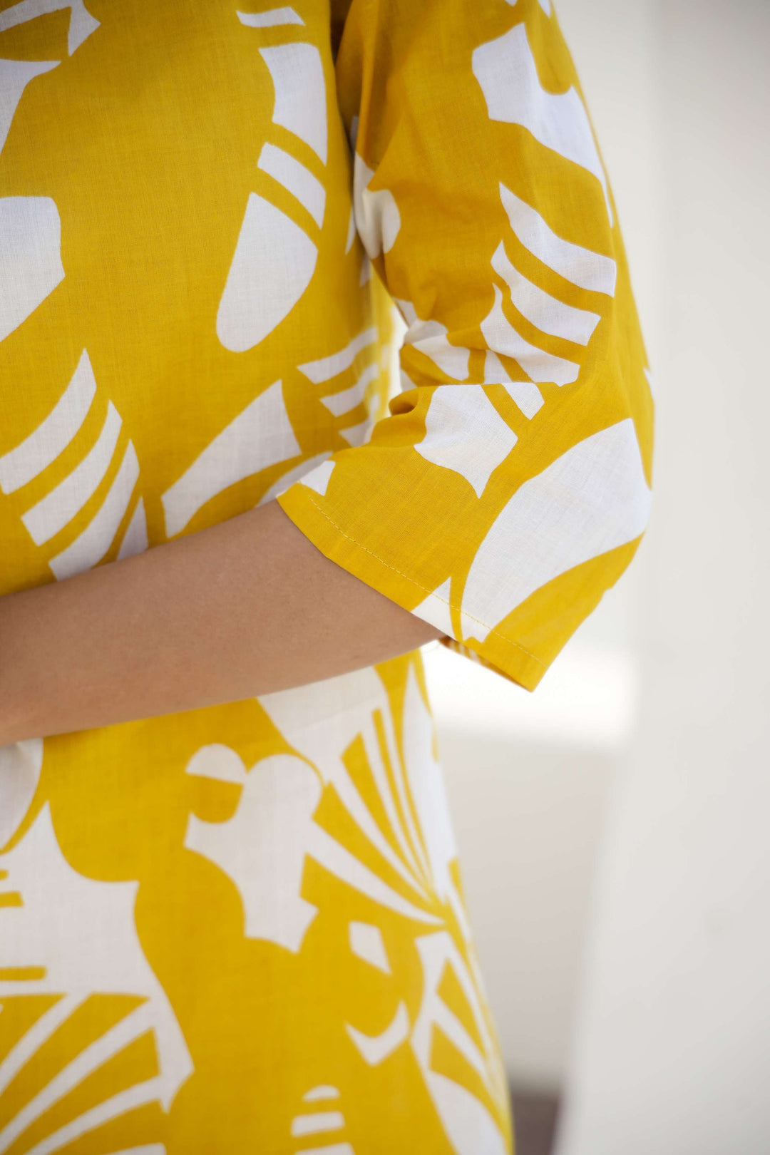 Sunny Yellow Abstract Cotton Cord Set