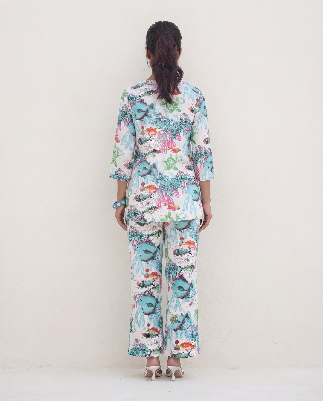 Aqua Marine Printed Cotton Cord Set