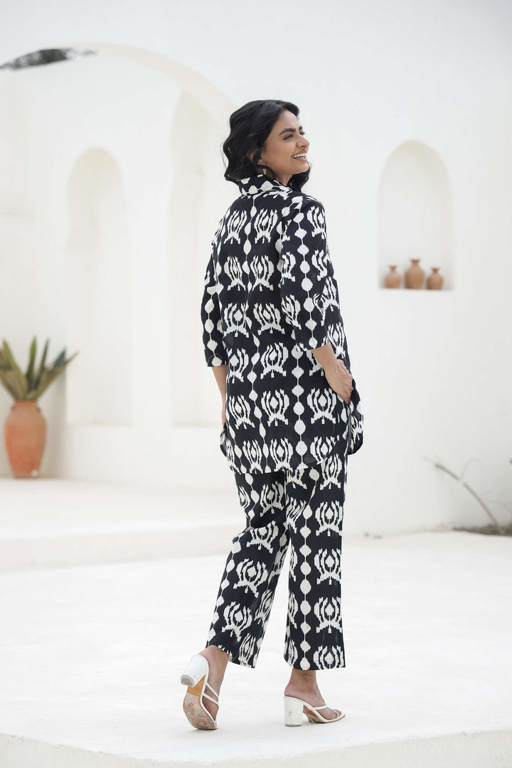 Black & White Ikat Printed Cotton Co-ord Set