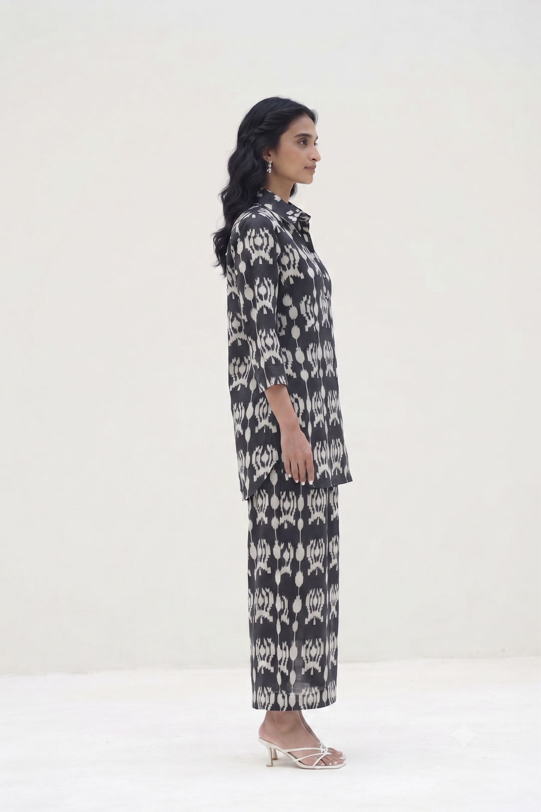 Black & White Ikat Printed Cotton Co-ord Set