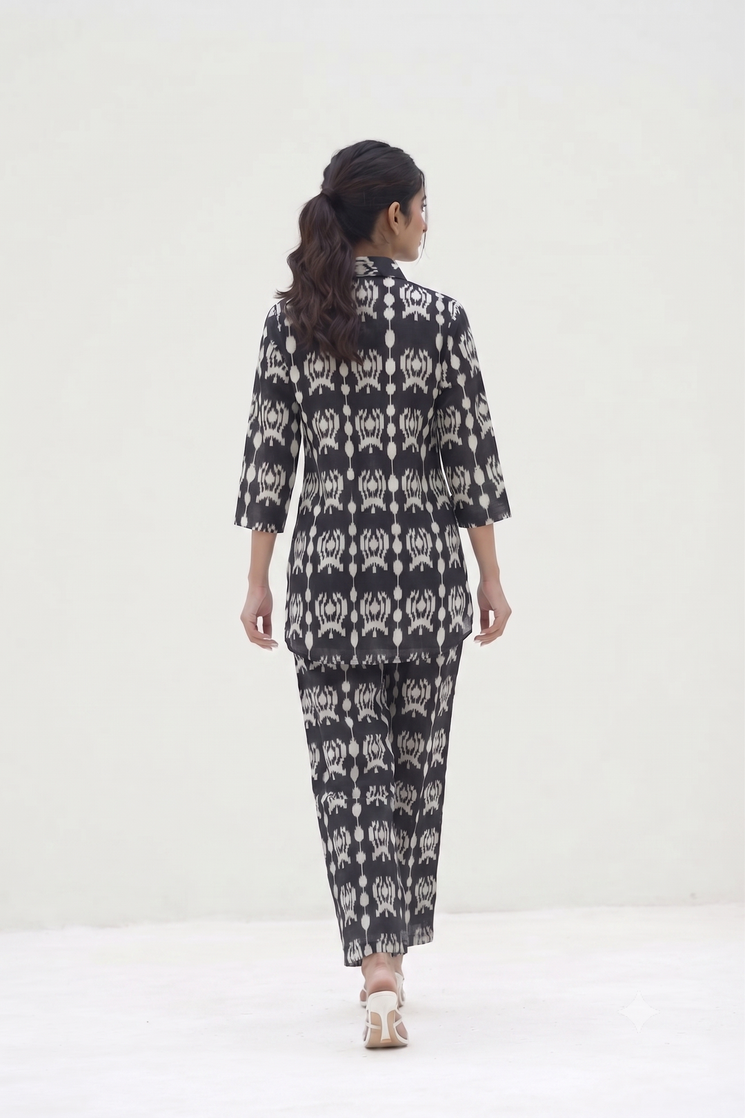 Black & White Ikat Printed Cotton Co-ord Set