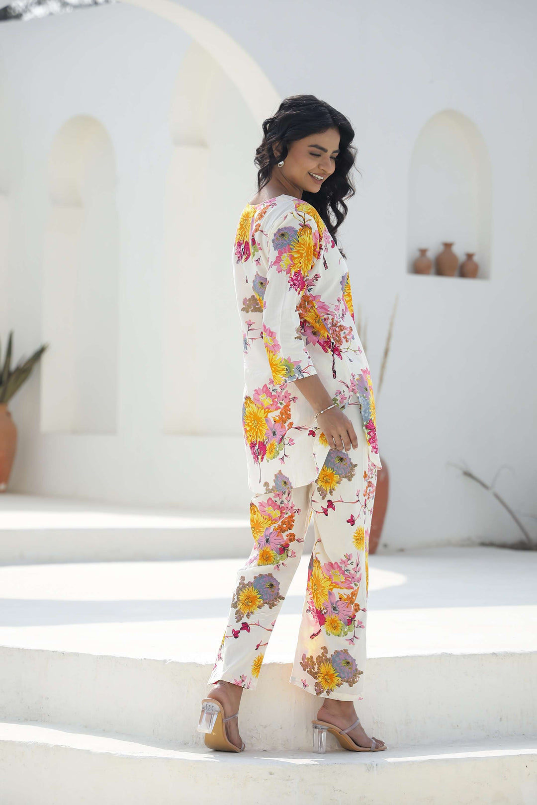 Ivory Floral Printed Cotton Co-ord Set