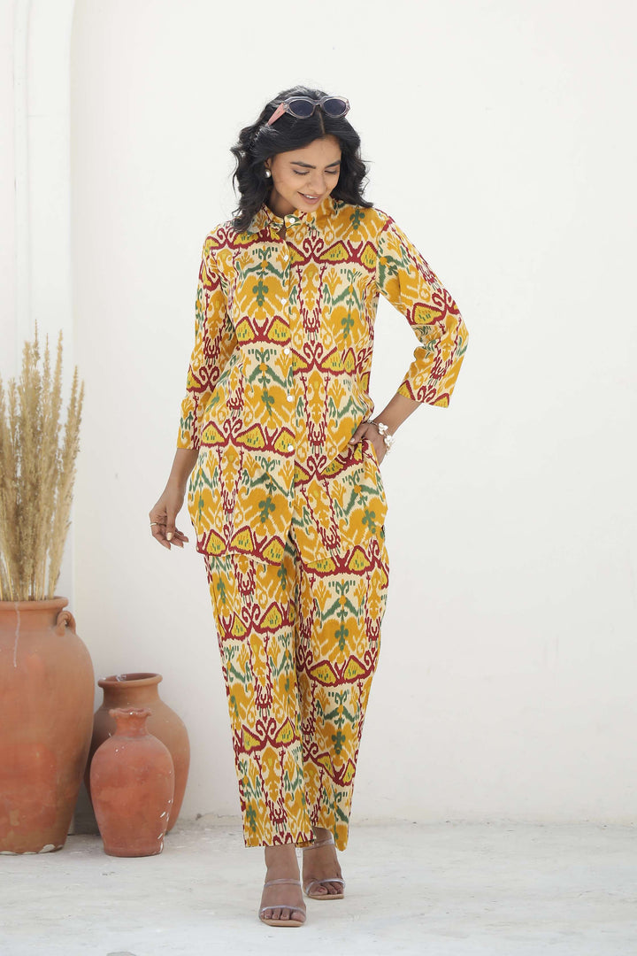 Sunburst Ikat Print Cotton Co-Ord Set