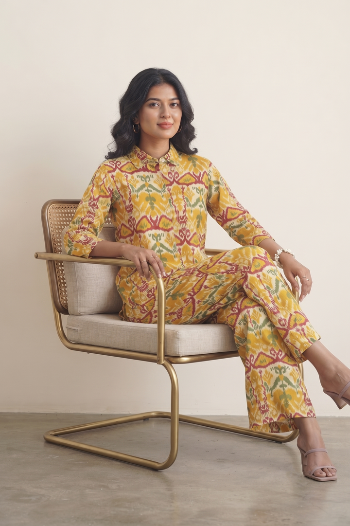 Sunburst Ikat Print Cotton Co-Ord Set