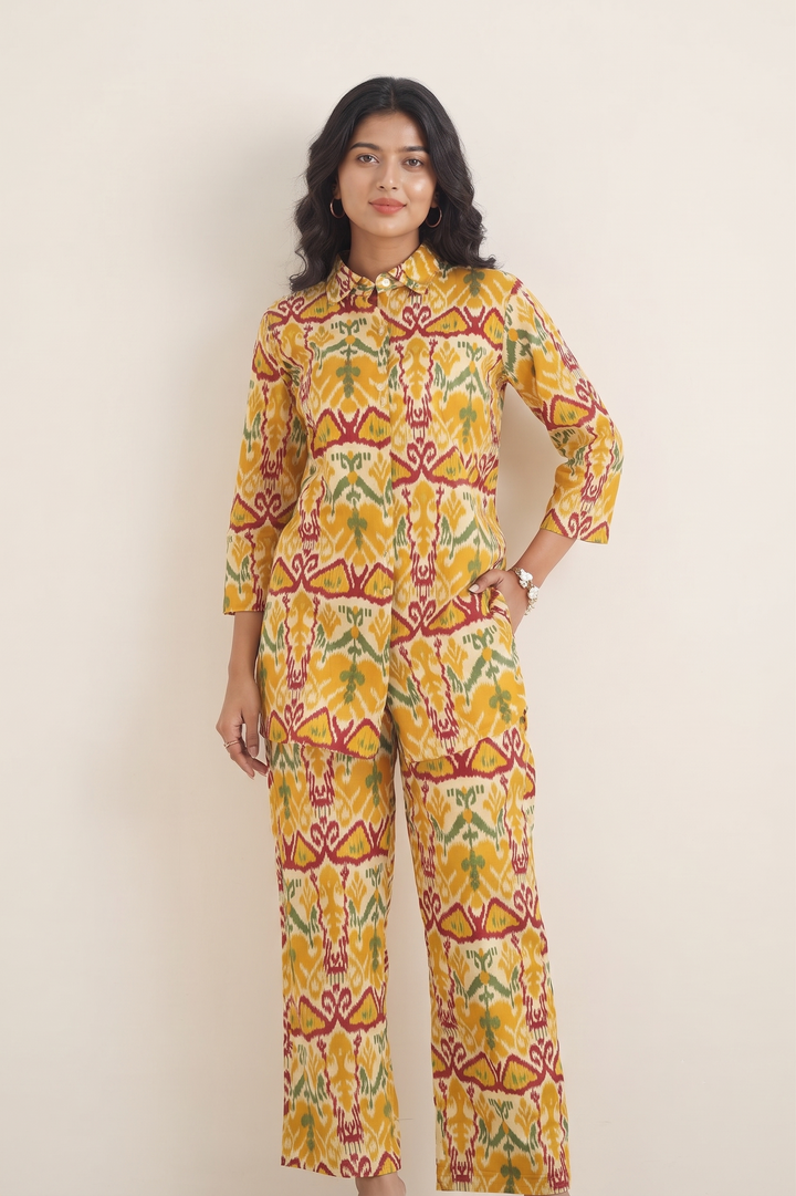 Sunburst Ikat Print Cotton Co-Ord Set