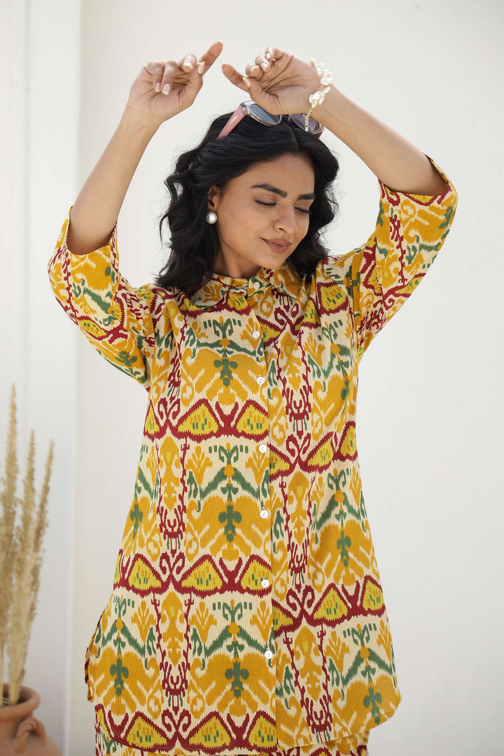 Sunburst Ikat Print Cotton Co-Ord Set