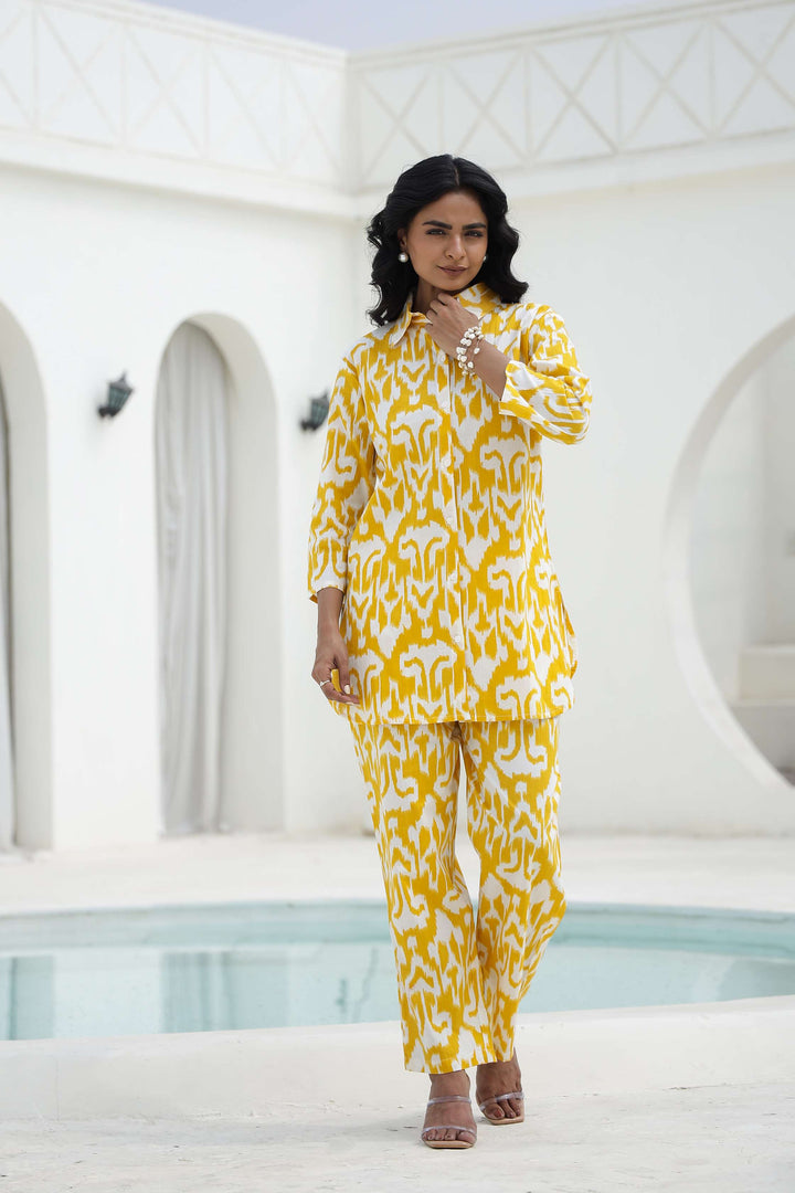 Vibrant Yellow Ikat Print Co-Ord Set