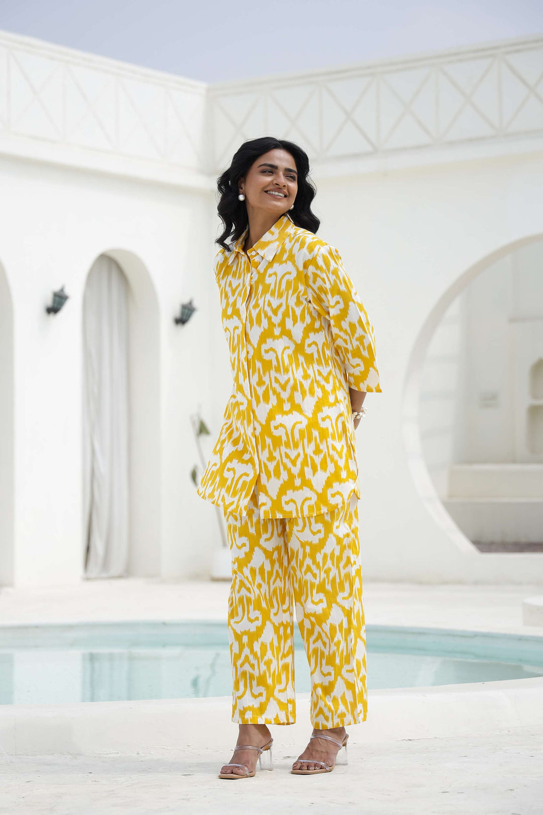 Vibrant Yellow Ikat Print Co-Ord Set