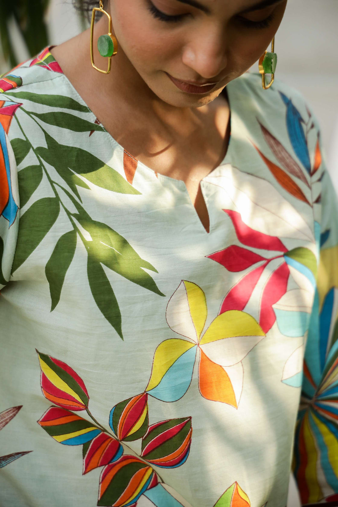 Multicolor Tropical Floral Cotton Co-Ord Set for Women