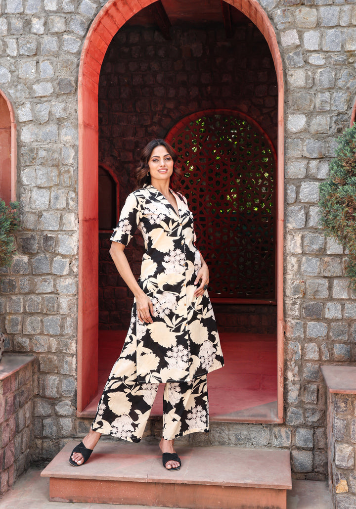 Black & Beige Floral Co-ord Set – Power in Print