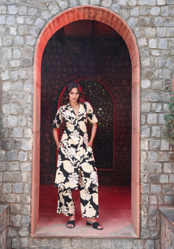 Black & Beige Floral Co-ord Set – Power in Print