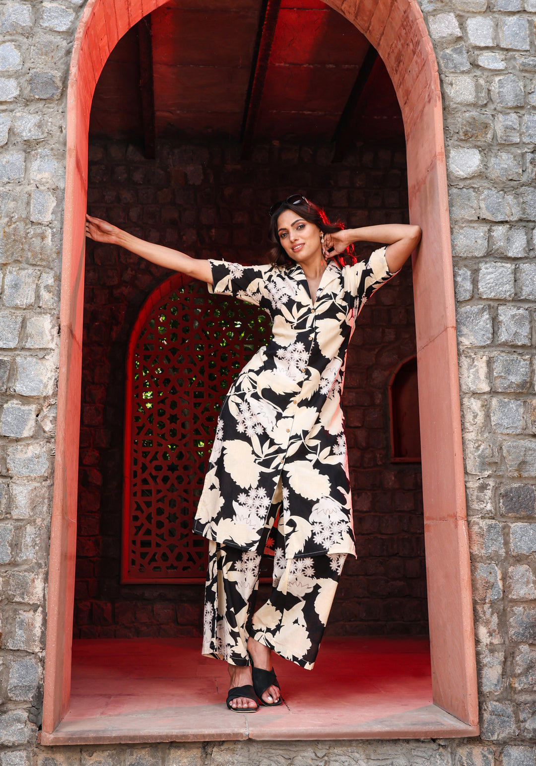 Black & Beige Floral Co-ord Set – Power in Print