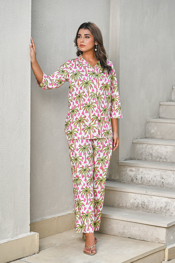 Women’s Palm Tree & Watermelon Print Co-ord Set