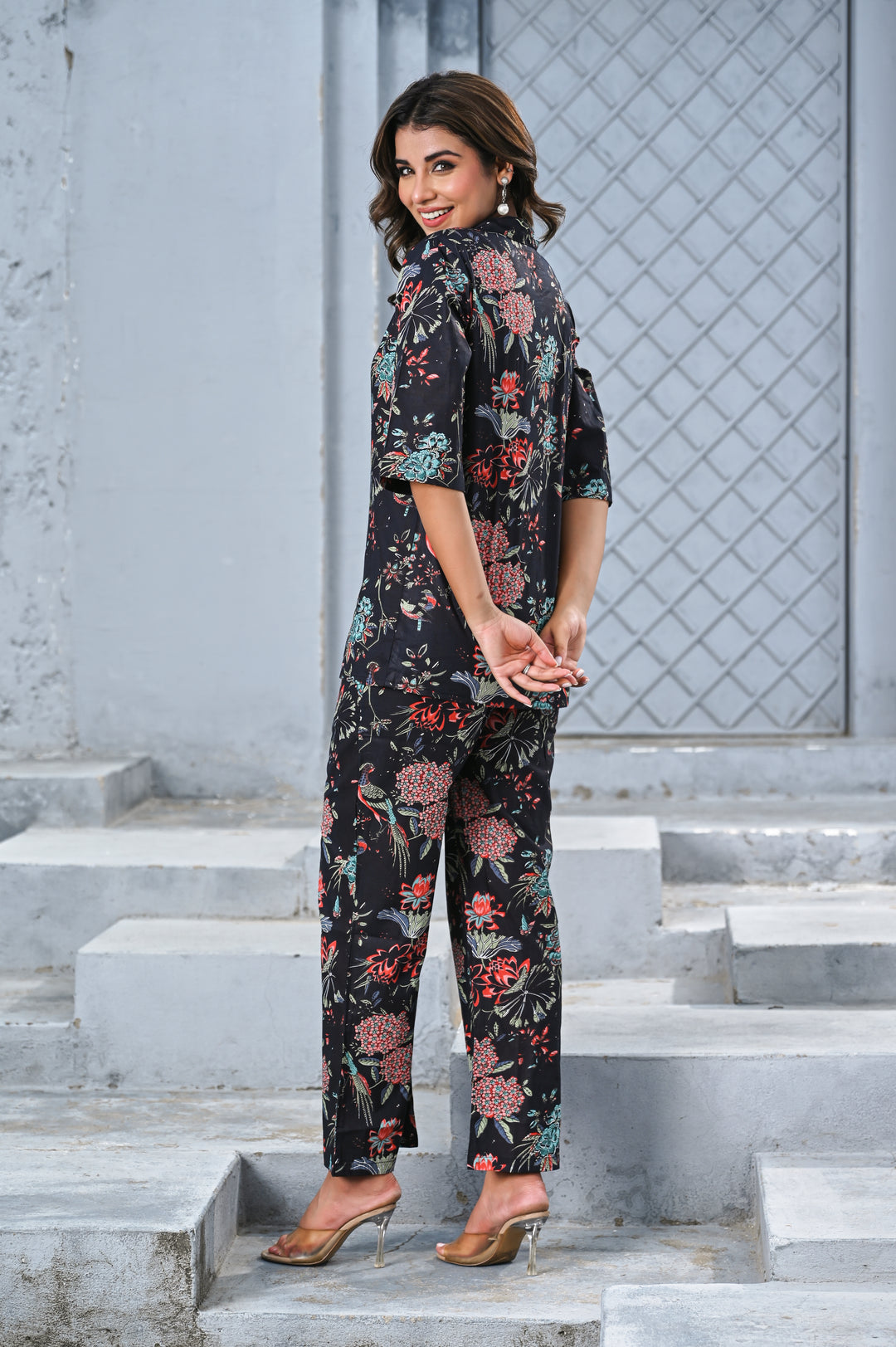 Women’s Black Floral Print Co-ord Set