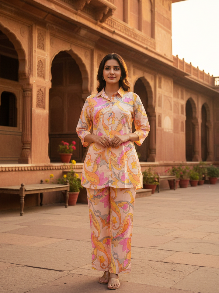 Heirloom Block Print Co-ord | Handcrafted Cotton Top & Bottoms