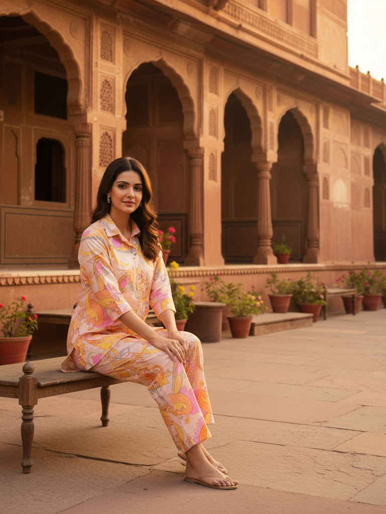 Heirloom Block Print Co-ord | Handcrafted Cotton Top & Bottoms