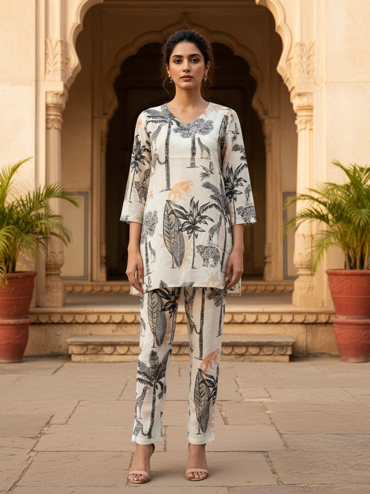 Elegant Abstract Print Cord Set | Contemporary Style