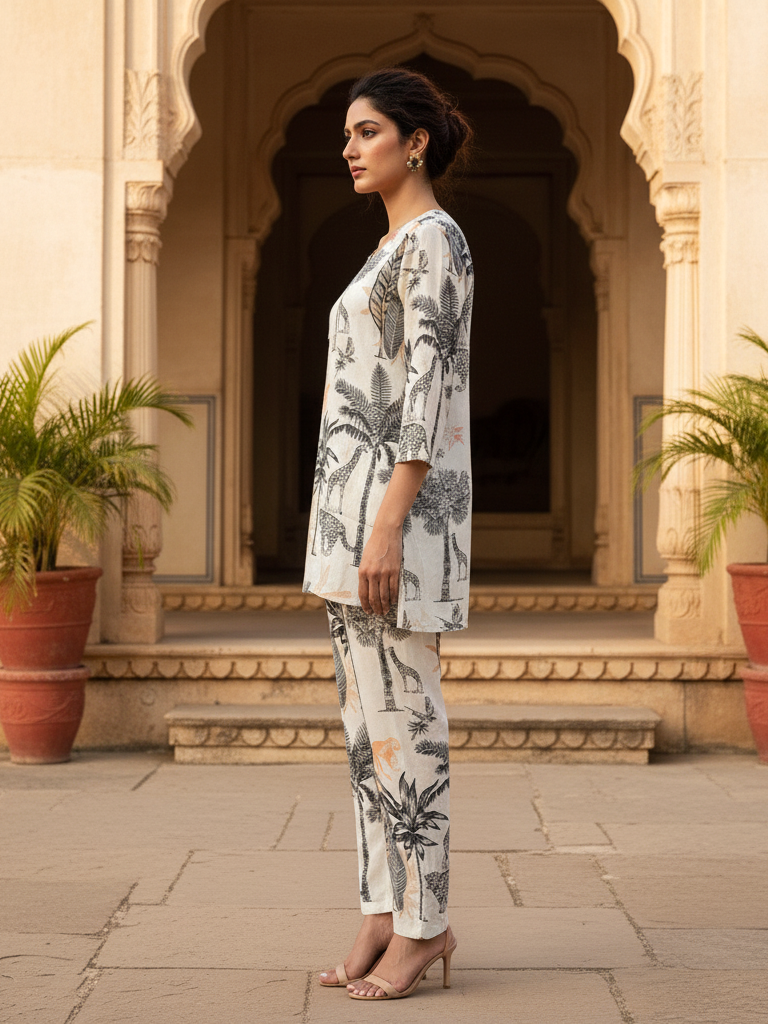 Elegant Abstract Print Cord Set | Contemporary Style