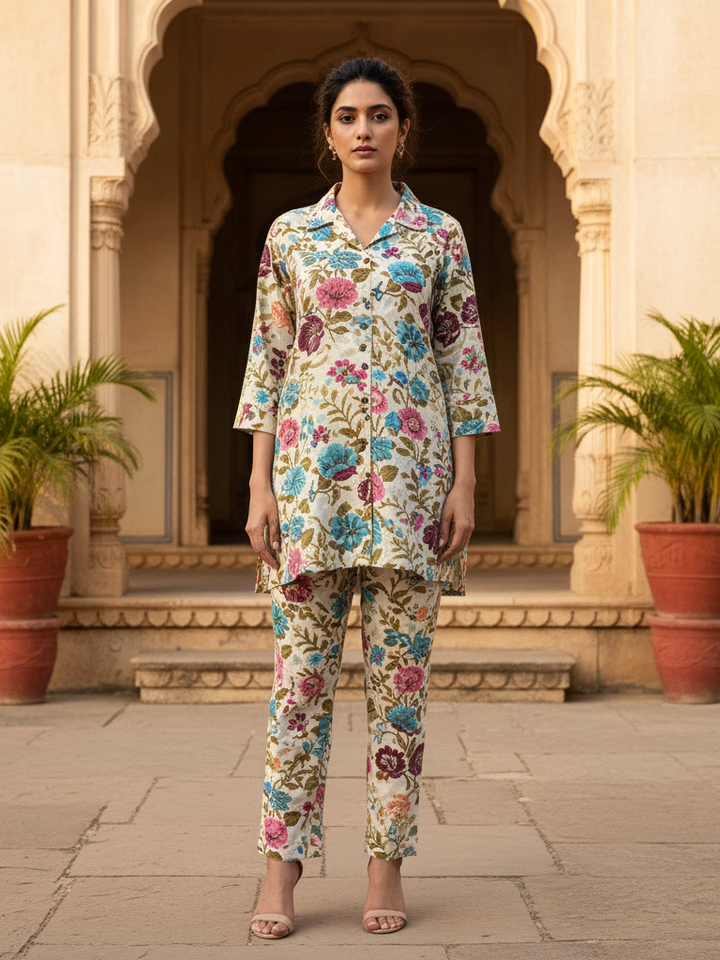 Tropical Print Tunic & Trousers | Resort Wear Set