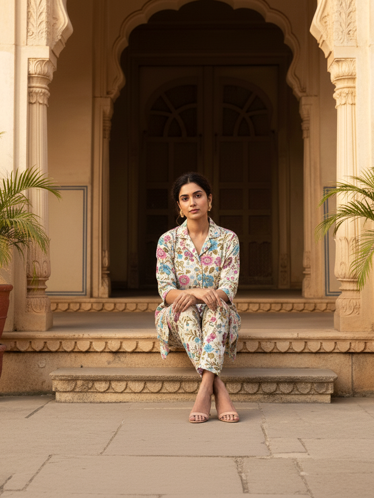 Tropical Print Tunic & Trousers | Resort Wear Set