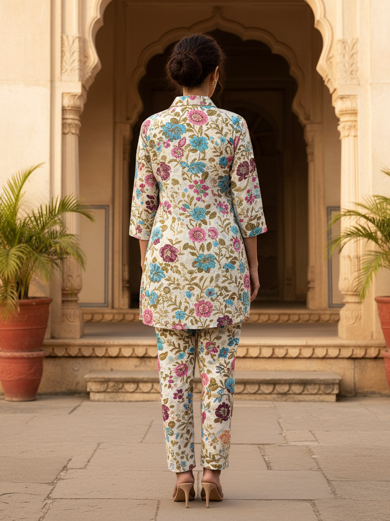 Tropical Print Tunic & Trousers | Resort Wear Set