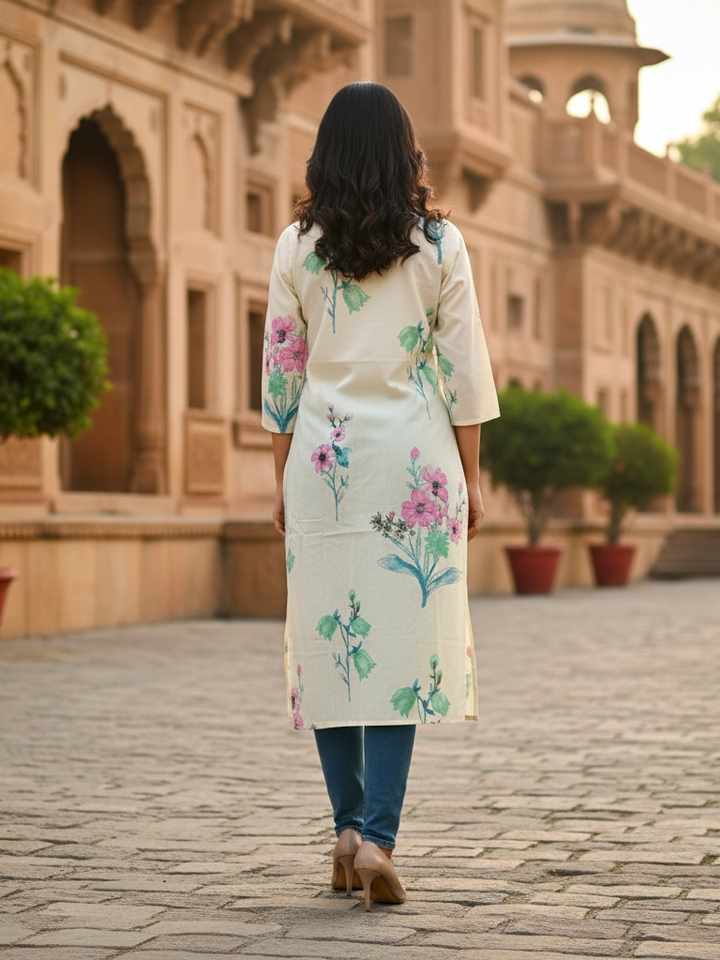 Contemporary Printed Cotton Straight Kurta