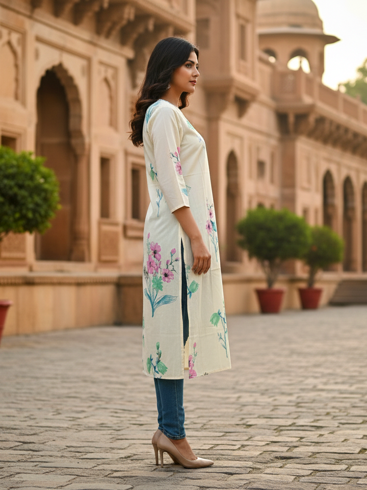 Contemporary Printed Cotton Straight Kurta