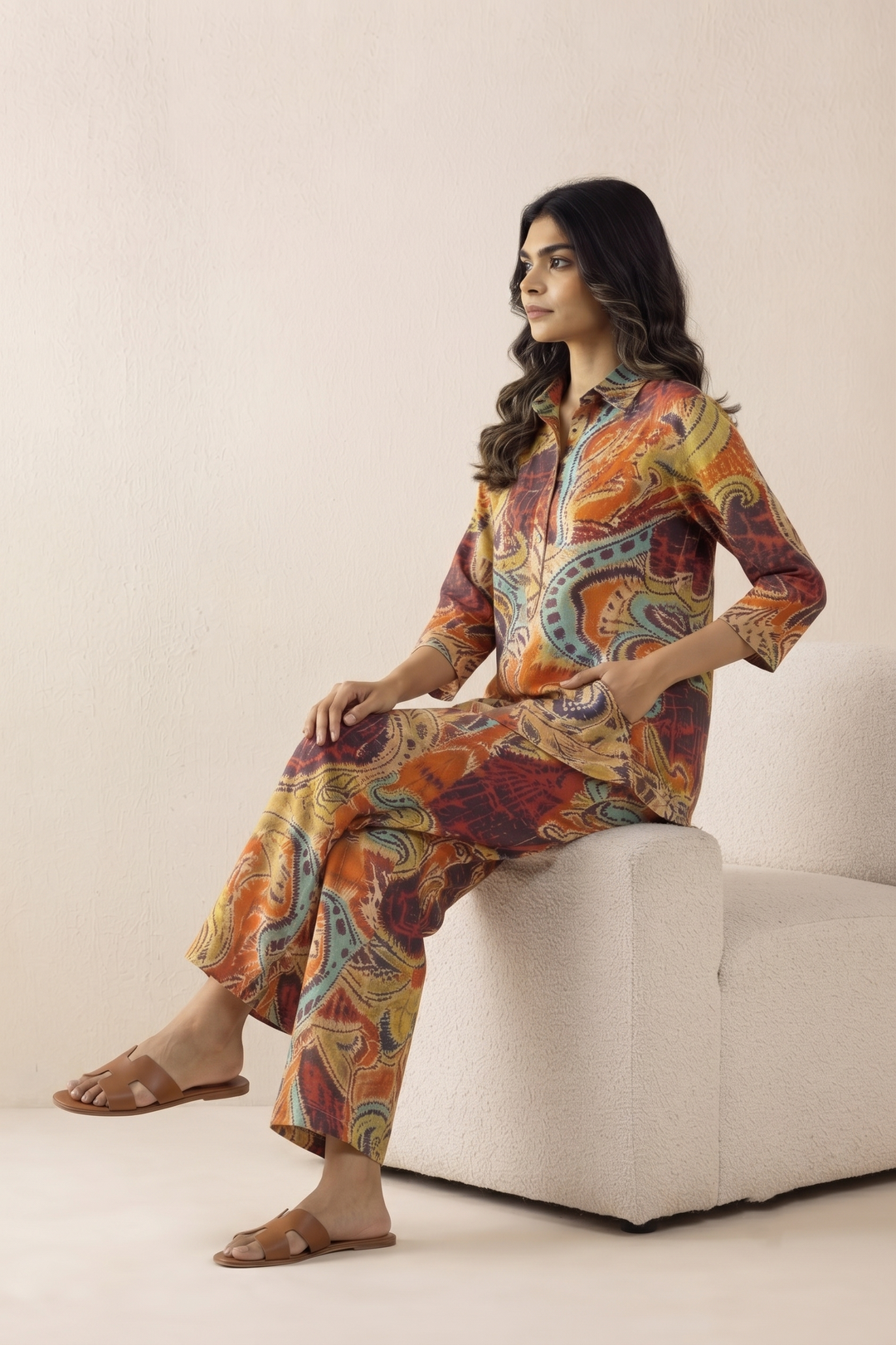 Rust Abstract Cotton Coord Set