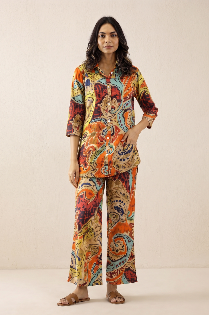 Rust Abstract Cotton Coord Set