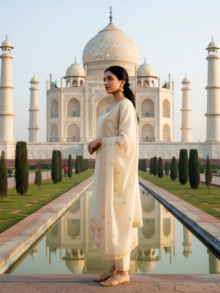 Festive Wear Cream Dupatta Set with All-Over Floral Work
