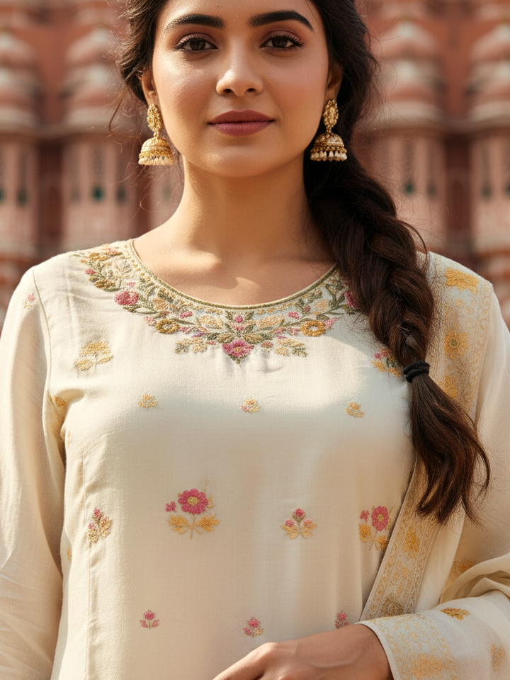 Luxury Dupatta Set with Heavy Zari Embroidery