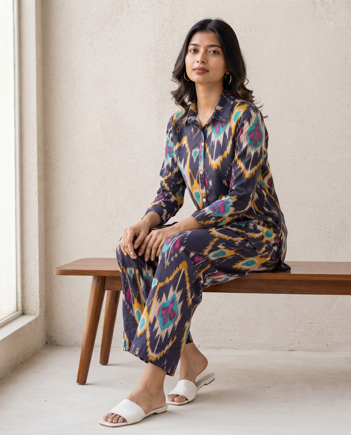 Black Ikhat Multicolor Coord set